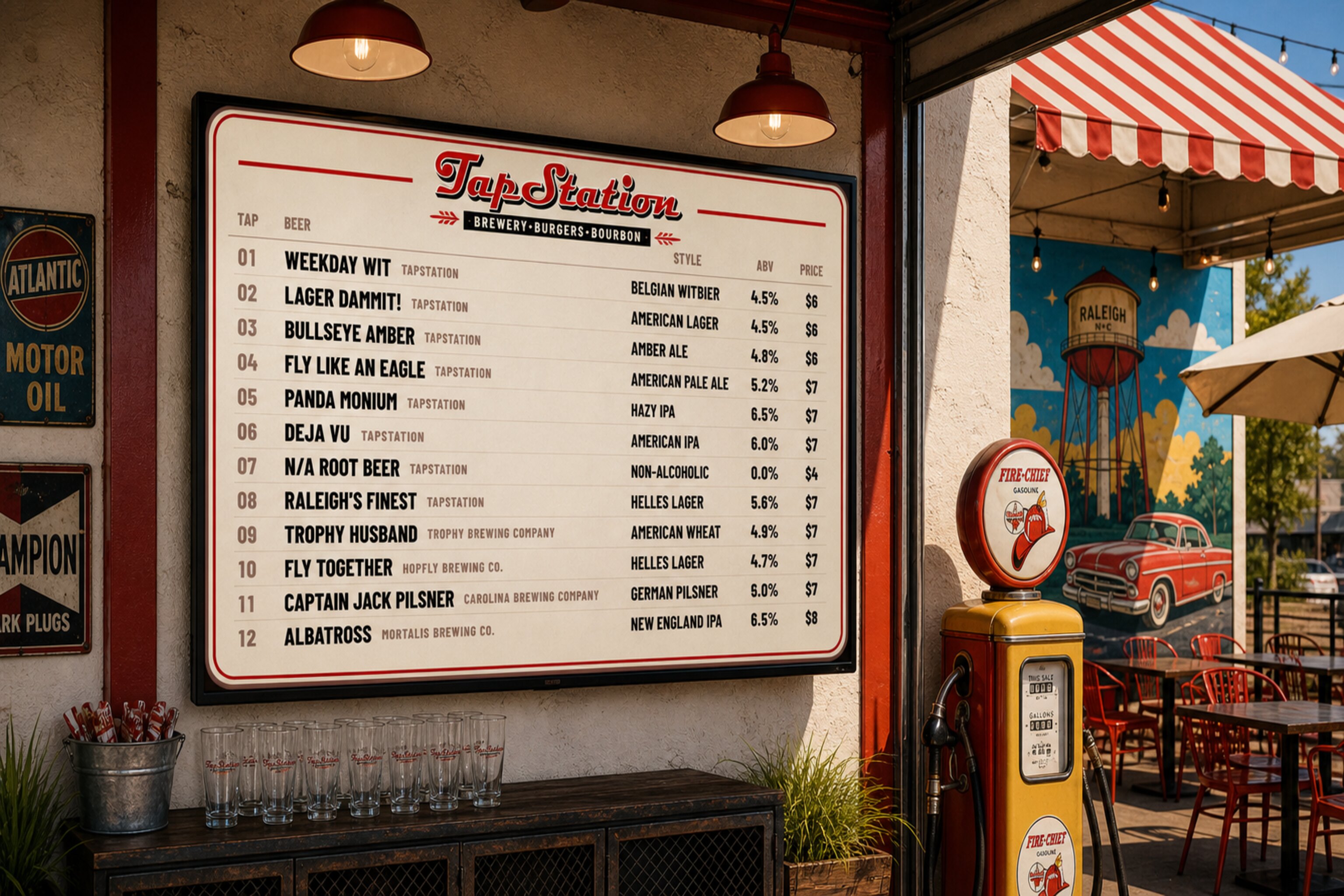 TapStation digital beer menu shown on a TV in a generated venue mockup