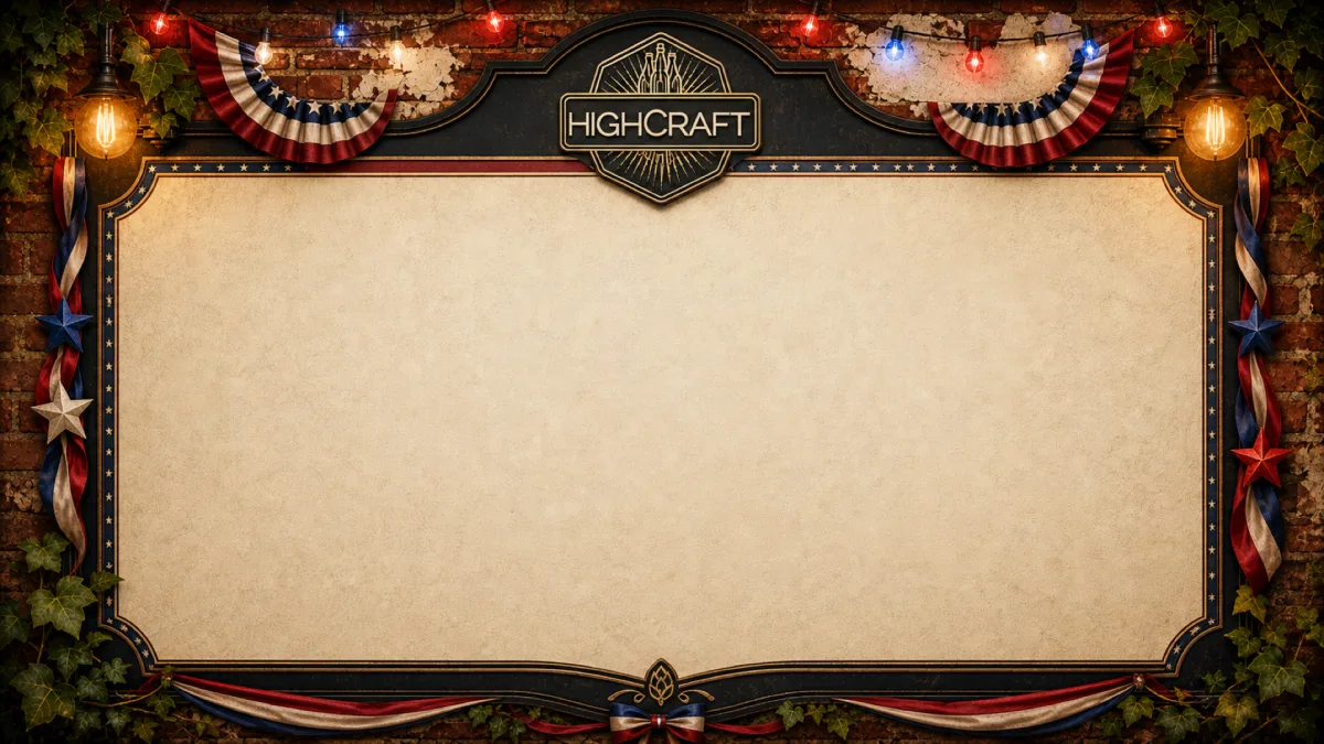 HighCraft beer menu with a Fourth of July seasonal design