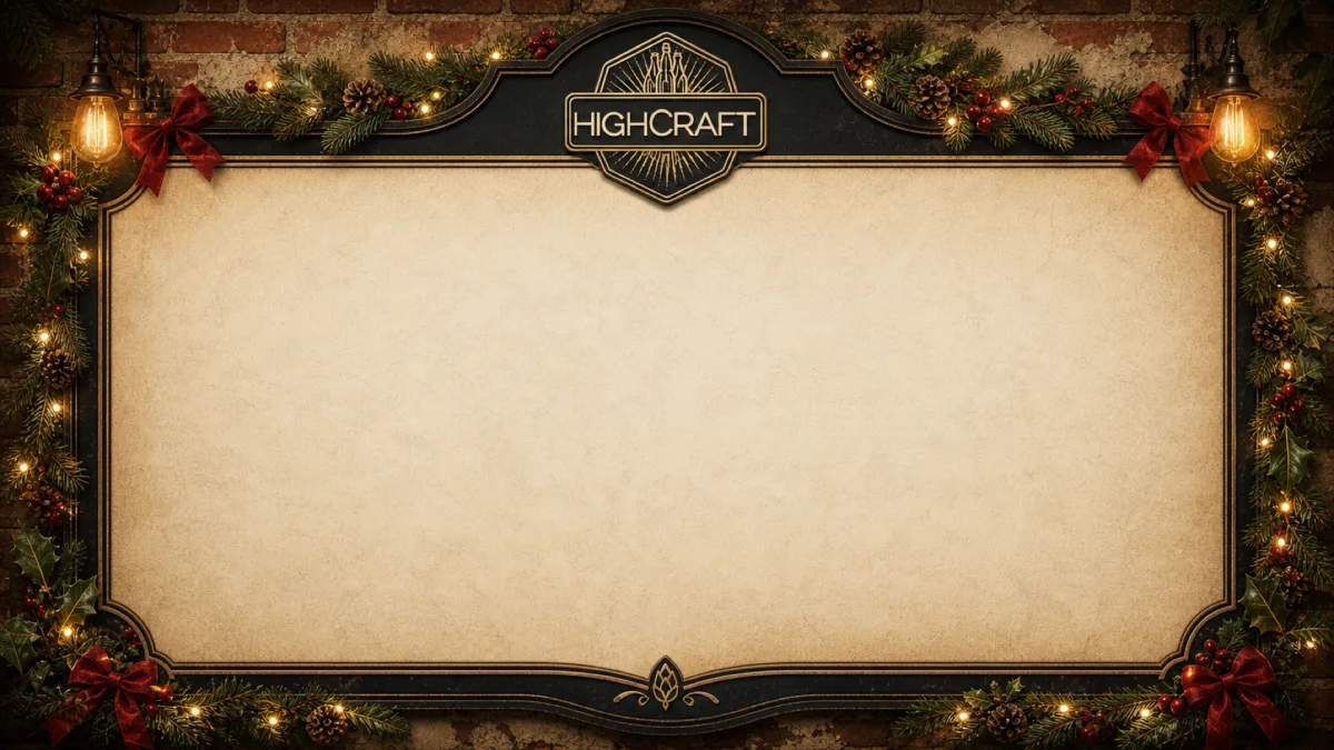 HighCraft beer menu with a Christmas seasonal design