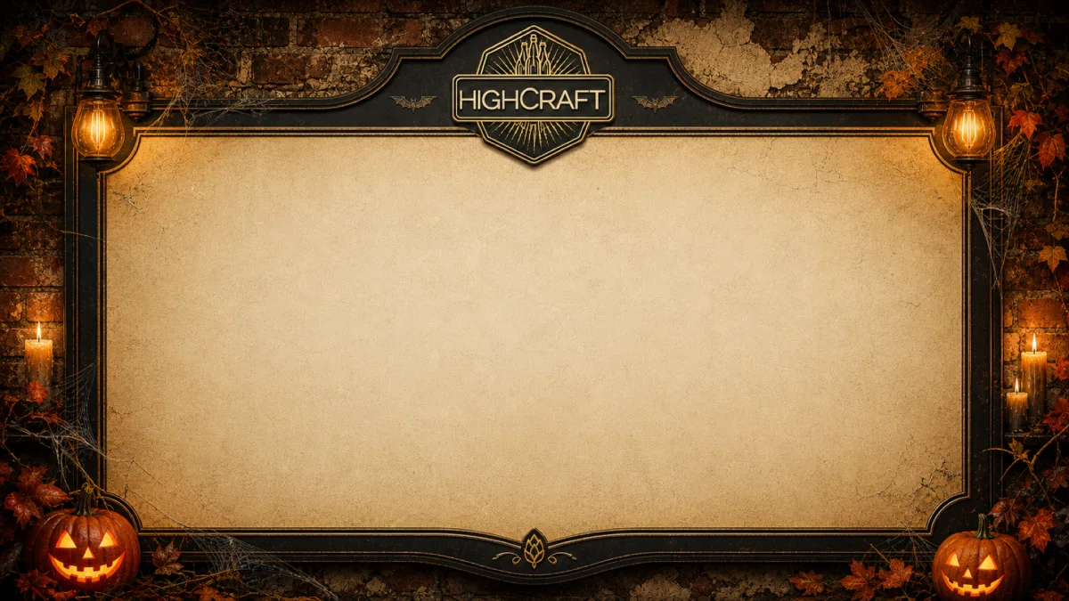 HighCraft beer menu with a Halloween seasonal design